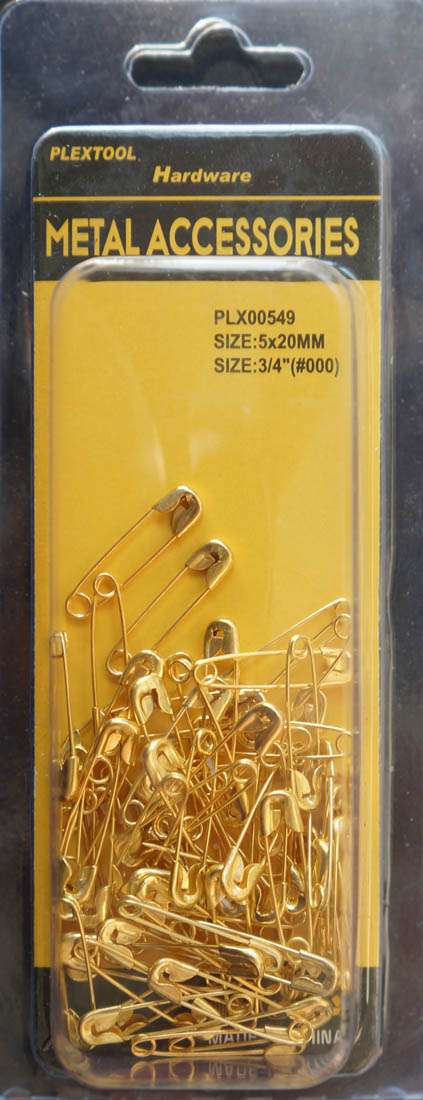 3/4"(#000) Golden Tone Safety Pins, 65/Pack - 1