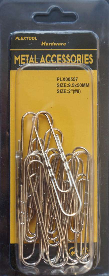 2"(#8) Silver Metal Paper Clips, 18/Pack - 1