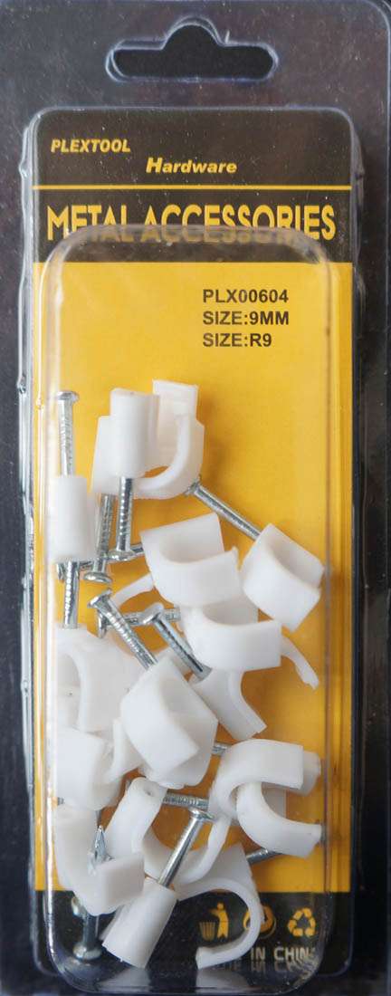 R9 Cable Clip with Steel Nail, 19/Pack - 1