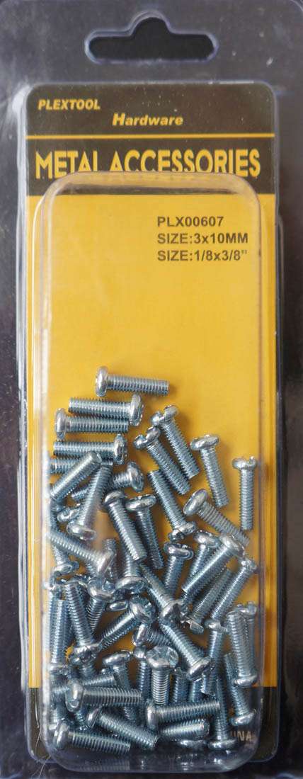 1/8"D x 3/8"L Round Head Combination Machine Screws, 55/Pack - 1