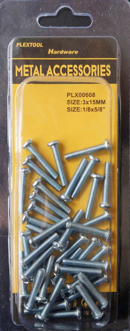 1/8"D x 5/8"L Round Head Combination Machine Screws, 40/Pack - 1