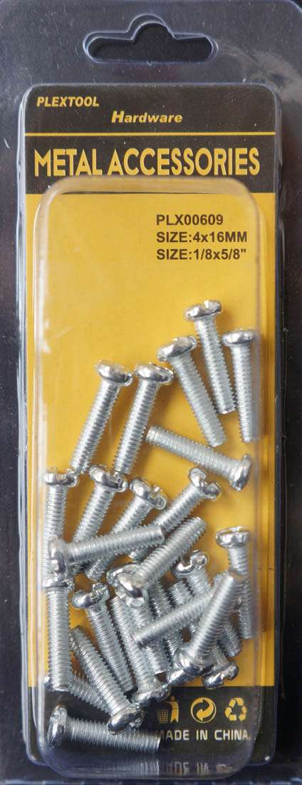 3/16"D x 5/8"L Round Head Combination Machine Screws, 25/Pack - 1