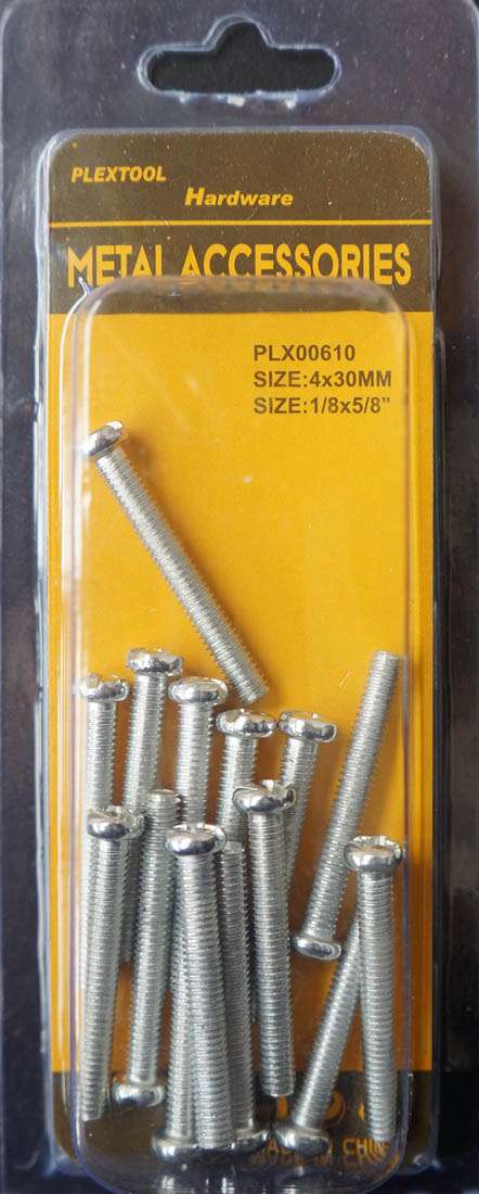 3/16"D x 1-1/4"L Round Head Combination Machine Screws, 15/Pack - 1