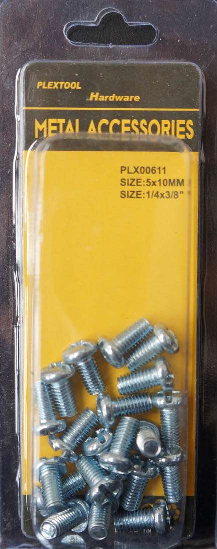 1/4"D x 3/8"L Round Head Combination Machine Screws, 20/Pack - 1