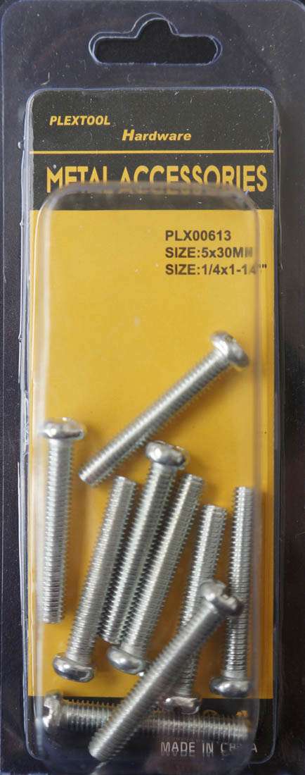 1/4"D x 1-1/4"L Round Head Combination Machine Screws, 9/Pack - 2