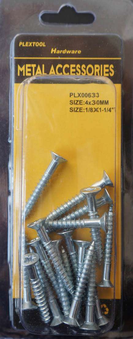 1/8 x 1-1/4"L Phillips Flat Head Wood Screws, 18/Pack - 1