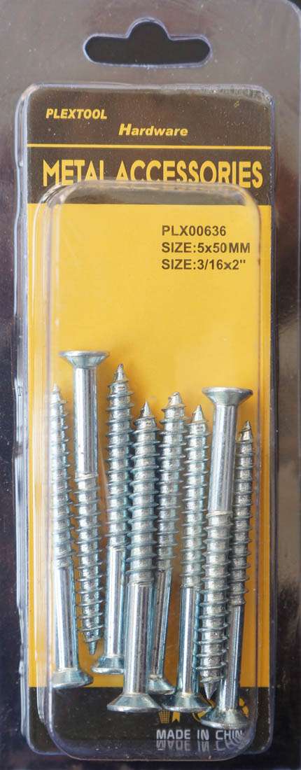 3/16 x 2"L Phillips Flat Head Wood Screws, 8/Pack - 1