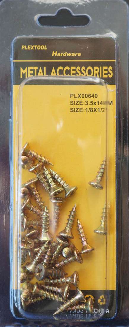 1/8 x 1/2"L Gold Phillips Flat Head Wood Screws, 33/Pack - 1