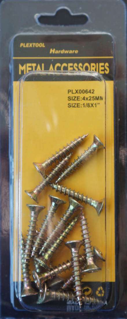 1/8 x 1"L Gold Phillips Flat Head Wood Screws, 16/Pack - 1