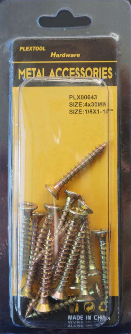 1/8 x 1-3/16"L Gold Phillips Flat Head Wood Screws, 16/Pack - 1