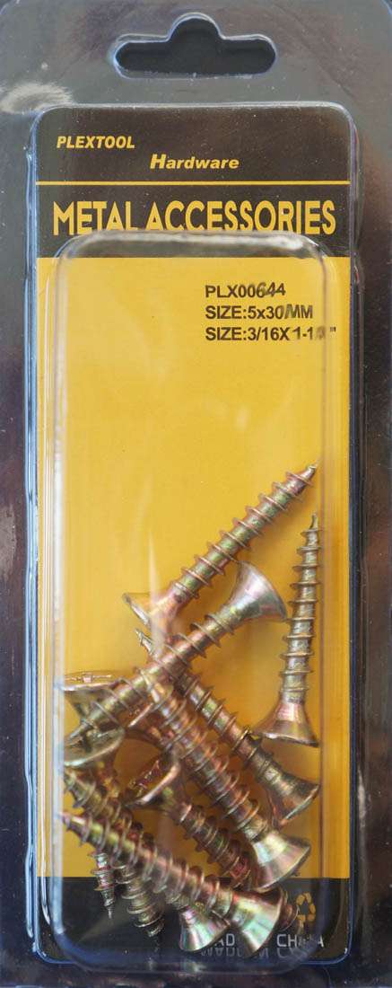 3/16 x 1-3/16"L Gold Phillips Flat Head Wood Screws, 11/Pack - 1