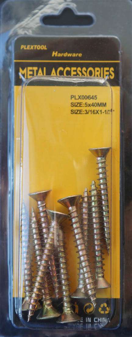 3/16 x 1-9/16"L Gold Phillips Flat Head Wood Screws, 9/Pack - 1