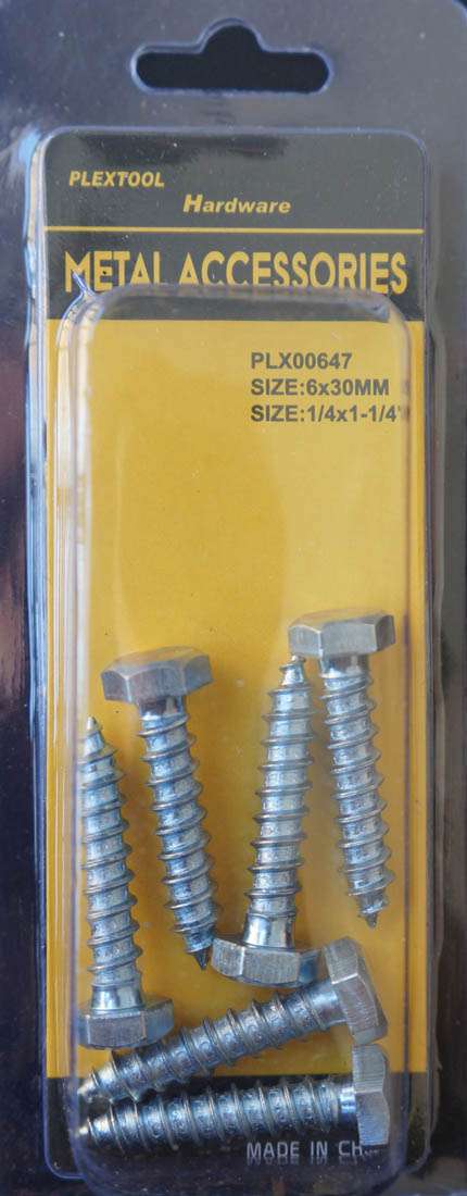 1/4 x 1-1/4"L Hexagon Head Screws Bolts, 6/Pack - 1