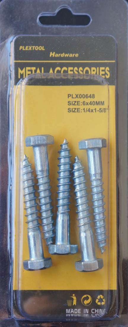 1/4 x 1-5/8"L Hexagon Head Screws Bolts, 5/Pack - 1