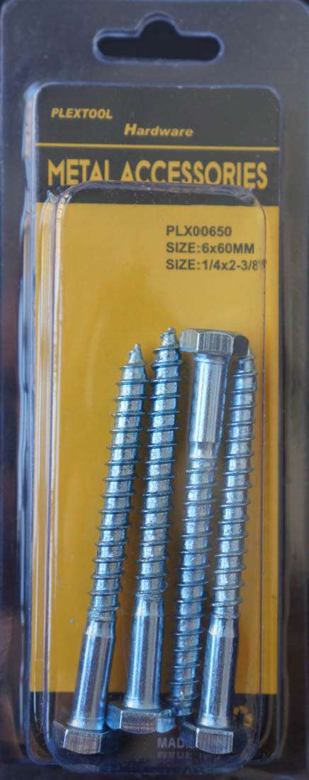 1/4 x 2-3/8"L Hexagon Head Screws Bolts, 4/Pack - 1