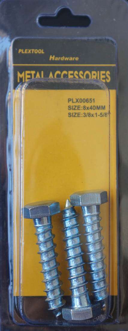 3/8 x 1-5/8"L Hexagon Head Screws Bolts, 3/Pack - 1