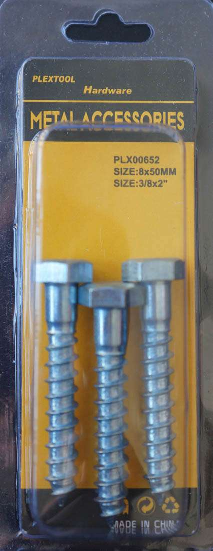 3/8 x 2"L Hexagon Head Screws Bolts, 3/Pack - 1