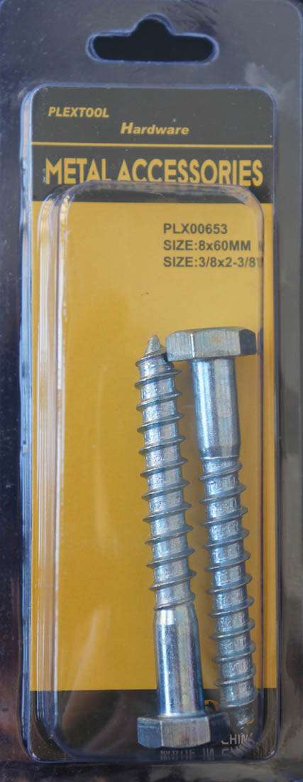 3/8 x 2-3/8"L Hexagon Head Screws Bolts, 2/Pack - 1