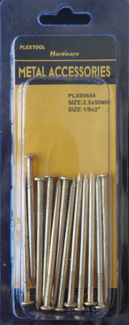 1/8"D x 2"L Golden Tone Round Head Nails, 12/Pack - 1