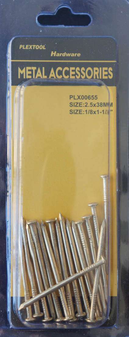 1/8"D x 1-1/2"L Golden Tone Round Head Nails, 17/Pack - 1