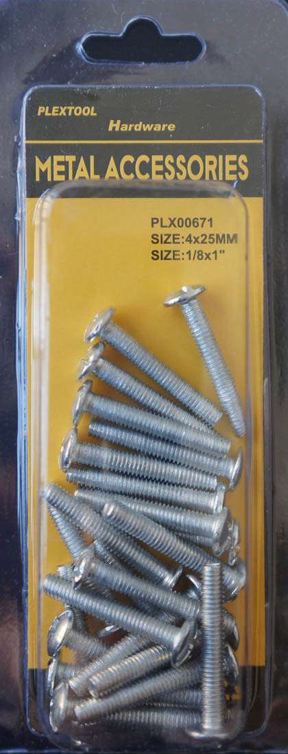 1/8"D x 1"L Round Head Combination Machine Screws, 24/Pack - 1