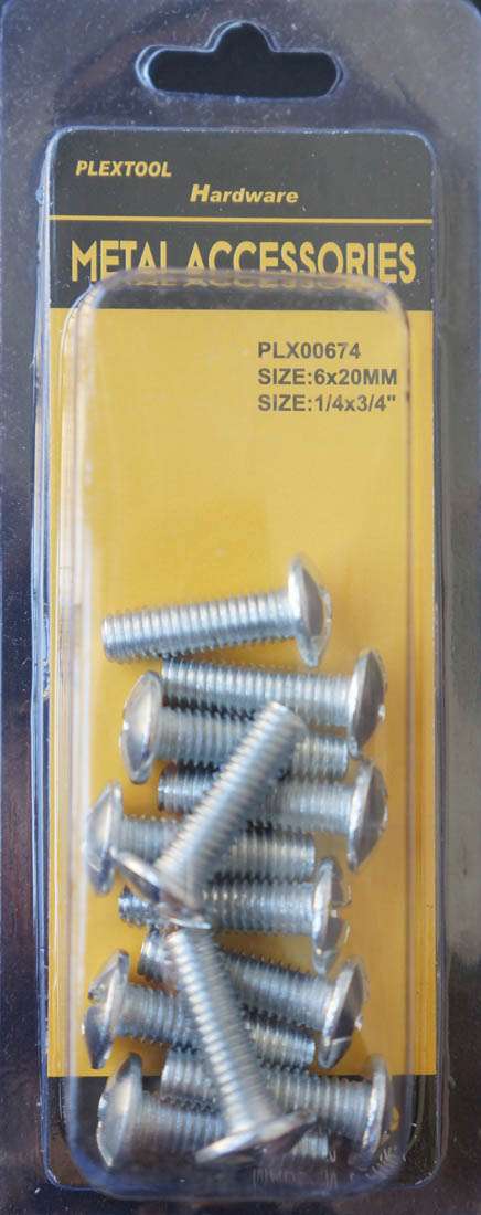 1/4"D x 3/4"L Round Head Combination Machine Screws, 12/Pack - 1