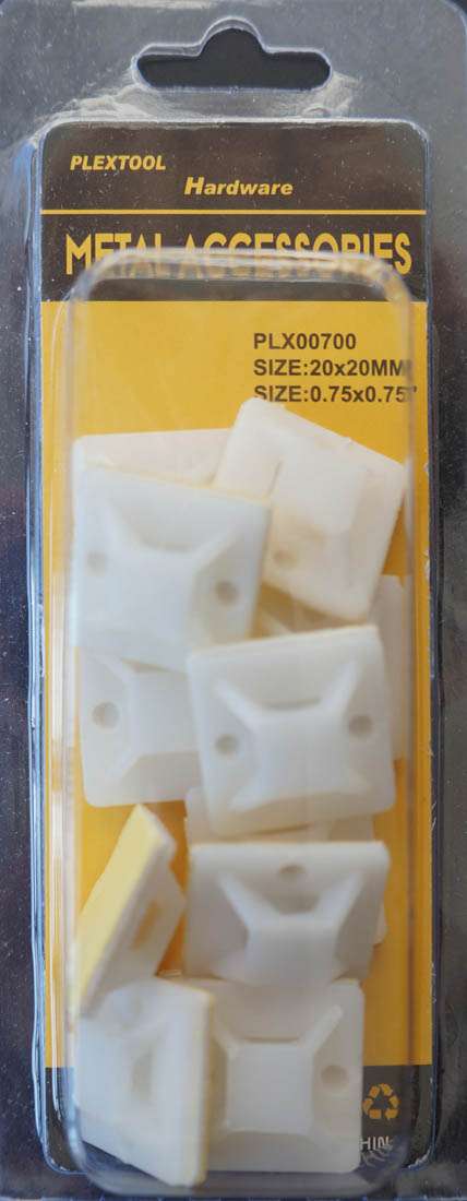 3/4"L x 3/4"W Cable Tie Mount, 12/Pack - 1