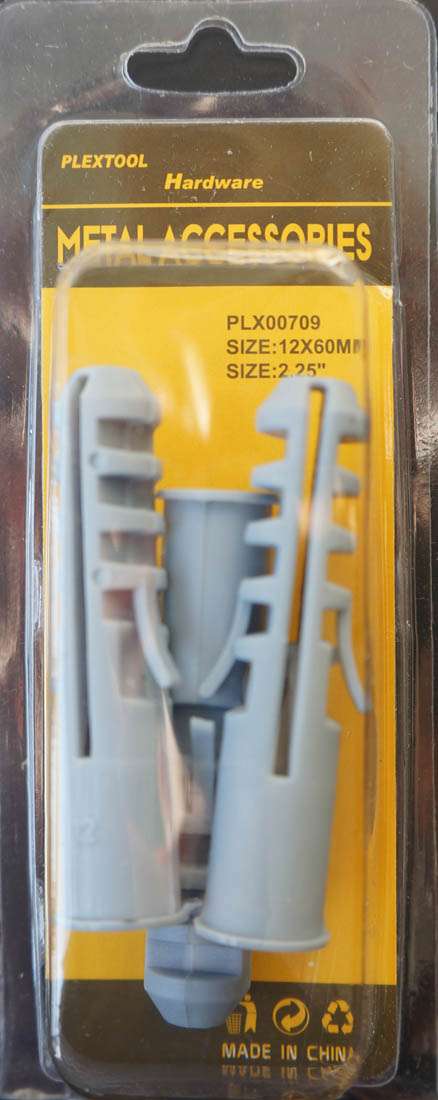 1/2"D x 2.25"L Plastic Anchors, 3/Pack - 1