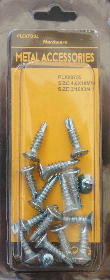 3/16 x 3/4"L Phillips Flat Head Self Drilling Screws, 16/Pack - 1