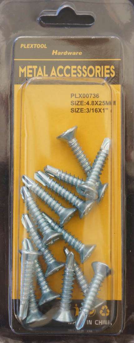 3/16 x 1"L Phillips Flat Head Self Drilling Screws, 14/Pack - 1