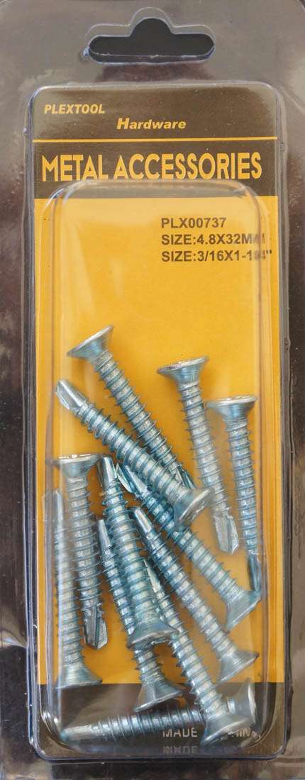 3/16 x 1-1/4"L Phillips Flat Head Self Drilling Screws, 12/Pack - 1