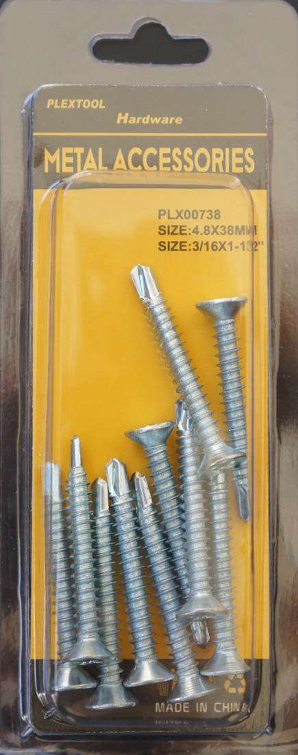 3/16 x 1-1/2"L Phillips Flat Head Self Drilling Screws, 10/Pack - 1