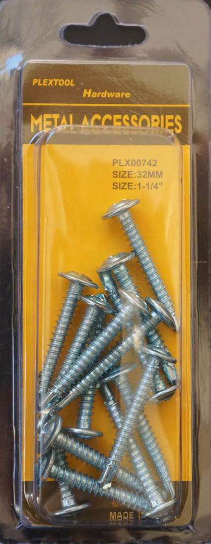 1-1/4"L Phillips Washer Head Self Drilling Screws, 12/Pack - 1