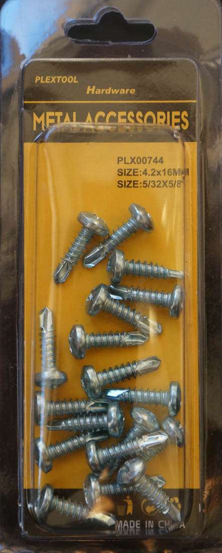 5/32 x 5/8"L Phillips Round Head Self Drilling Screws, 18/Pack