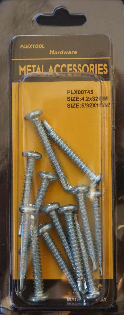 5/32 x 1-1/4"L Phillips Round Head Self Drilling Screws, 12/Pack