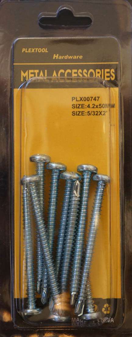 5/32 x 2"L Phillips Round Head Self Drilling Screws, 9/Pack