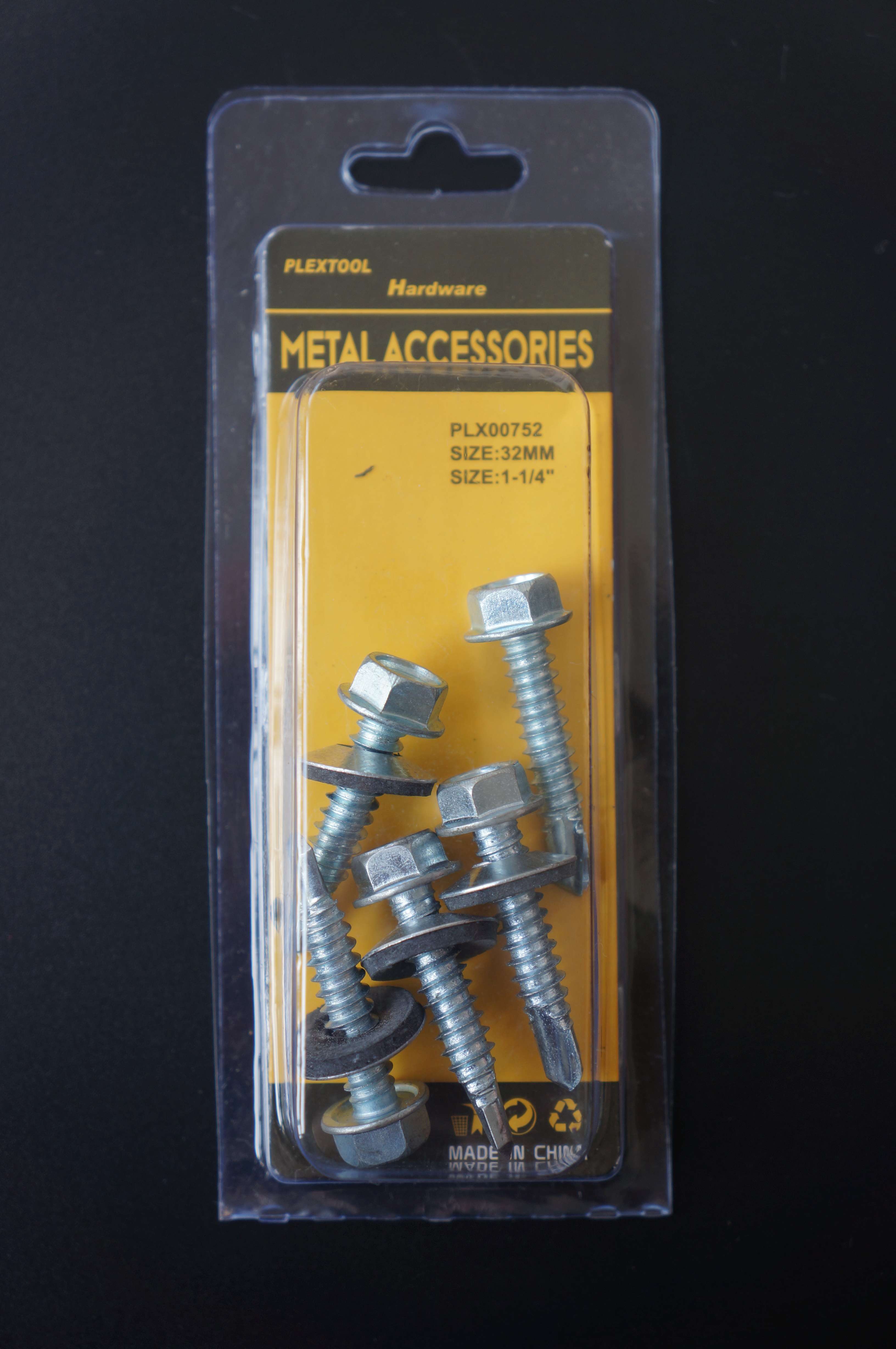 1-1/4"L Hexagon Head Self Drilling Screws with Washer, 5/Pack - 1