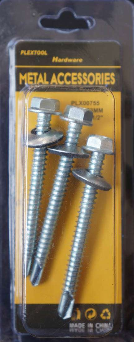 2-1/2"L Hexagon Head Self Drilling Screws with Washer, 3/Pack - 1