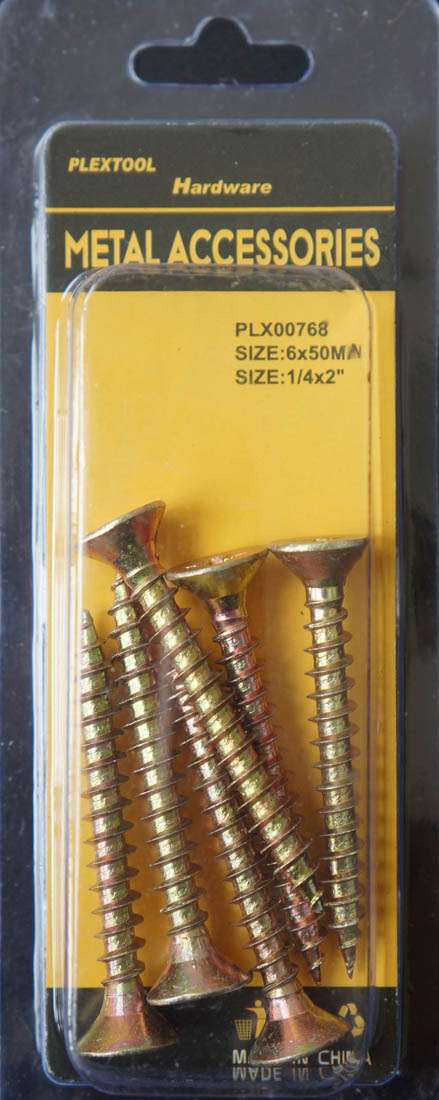 1/4 x 2"L Golden Tone Phillips Head Drywall Screws, 6/Pack