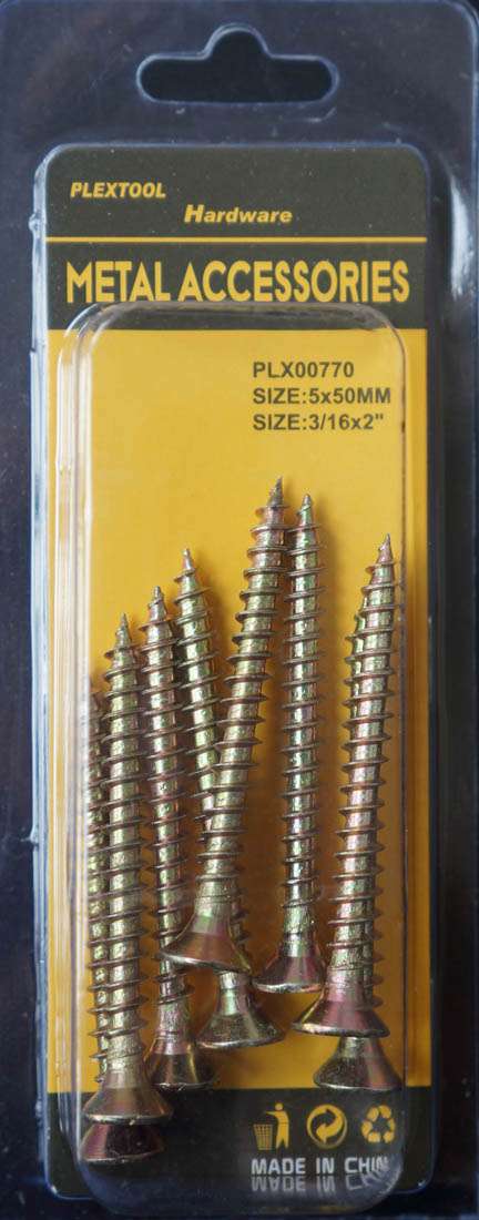 3/16 x 2"L Golden Tone Phillips Head Drywall Screws, 8/Pack