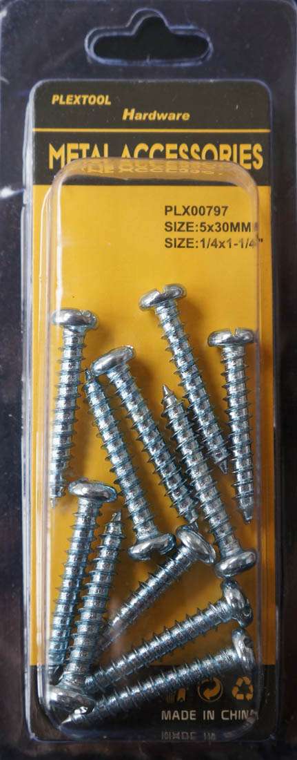 1/4"D x 1-1/4"L Pan Head Combination Sheet Metal Screws, 11/Pack - 1