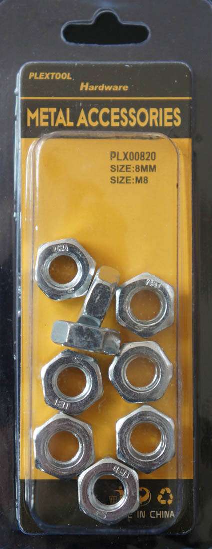 M8 Hexagon Nut, 9/Pack - 1