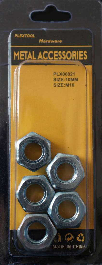 M10 Hexagon Nut, 5/Pack - 1