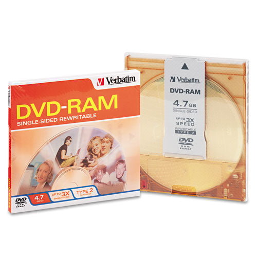 Verbatim - Type 4 DVD-RAM Cartridge, 4.7GB, 3x, Sold as 1 EA