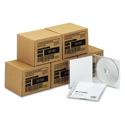 Verbatim - CD-RW Discs, 700MB/80min, 4x, w/Slim Jewel Cases, Silver, 100/Carton, Sold as 1 CT