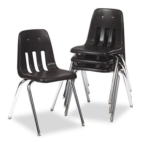 9000 Series Classroom Chair, Black/Chrome Frame, 4/Carton, Sold as 1 Carton, 4 Each per Carton 