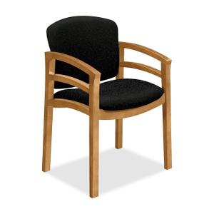 Wood Guest Chair,Dbl Rail Arms,23-1/2"x22"x33-1/8",HVST/RN, Sold as 1 Each
