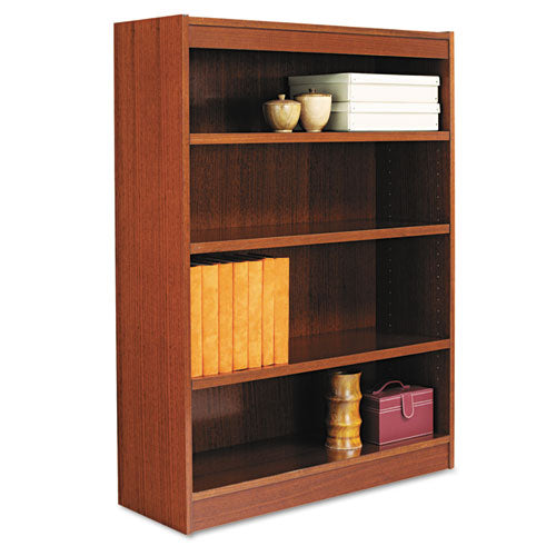 Alera - Square Corner Wood Veneer Bookcase, 4-Shelf, 35-3/8 x 11-3/4 x 48, Medium Cherry, Sold as 1 EA