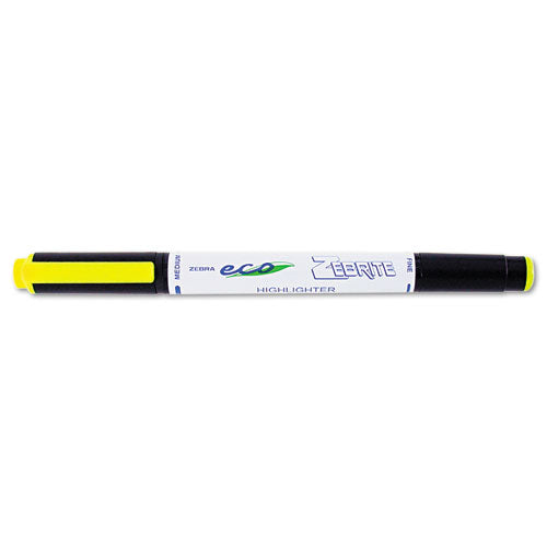 Zebra - Eco Zebrite Double-Ended Highlighter, Chisel/Fine Point, Fluor Yellow, 12/Pk, Sold as 1 DZ