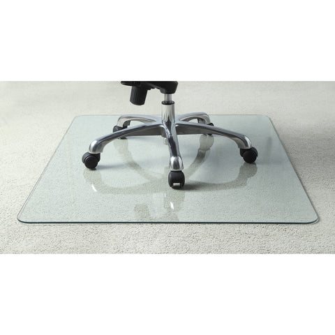 Lorell Tempered Glass Chairmat  60" Length x 48" Width x 0.25" Thickness - Rectangle - Tempered Glass - Clear